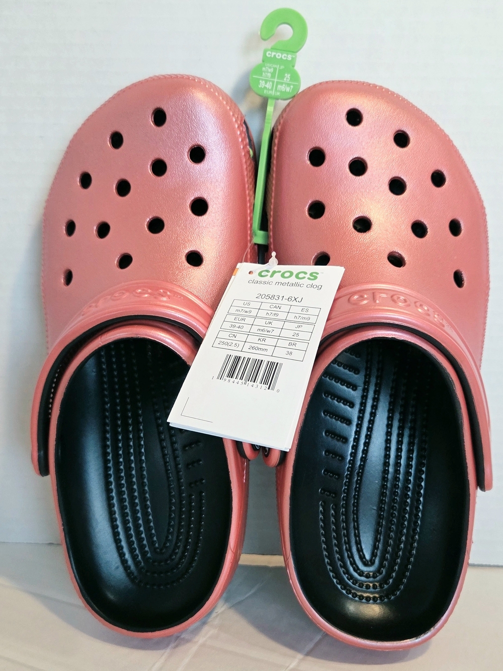 CROCS Classic Metallic Strawberry Wine Clog - Women's Slip-On Mule Size 9 Womens